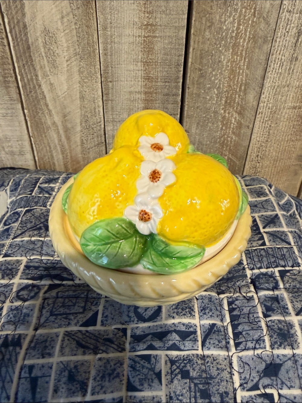 Vintage 60’s A Lorrie Design Majolica Lemons Sugar Bowl